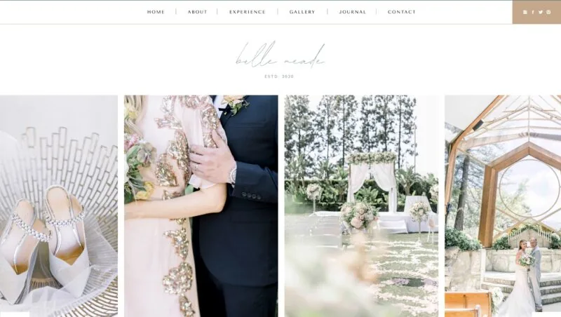 Elegant and romantic Showit template, ideal for wedding photographers and planners.