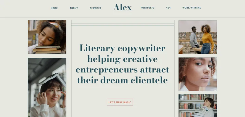 Modern and clean laptop display showcasing the Inkoot Creative website for a literary copywriter.