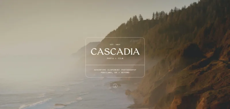 Breathtaking Showit website template with a nature-inspired design, perfect for adventure elopement photographers and outdoor creatives.