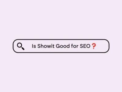 Purple background and search bar that says 'Is Showit good for SEO?'