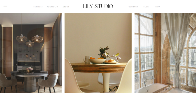 Sophisticated Showit template for interior designers, featuring modern and cozy room decor.