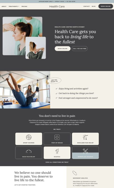 Health Service Showit Template